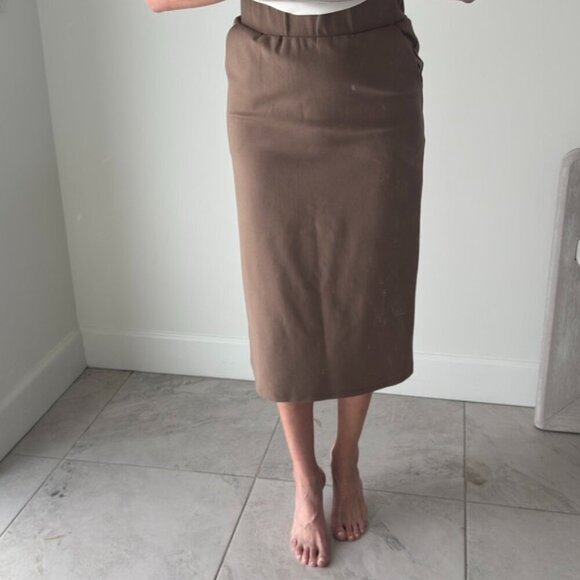 Gracia Midi Length Ponte Fabric Pencil Skirt Pockets Career 90s Y2K - Picture 1 of 7